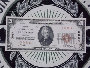 1929 $20 NB Kentucky National Currency *PRINCETON* KY Ch#3064 E000881A ECC&C Inc - Picture 1 of 5