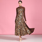 Leopard Ice Silk Print Dance Modern Waltz Tango Fox Trot Expansion Skirts Dress