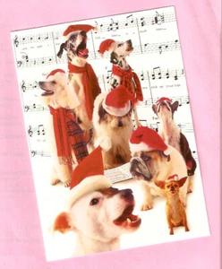 Bulldog Poodle Dalmatian Boston Terrier Carolers Christmas Cards Box of 15 - Picture 1 of 2
