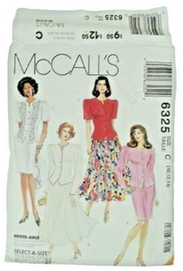 McCalls 6325 Misses Jacket Skirt Sewing Pattern Size 10-14 UNCUT OOP Petite-Able - Picture 1 of 4