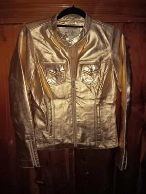 True Religion Women's Metallic Vegan Leather Moto Jacket - Image 1 of 4