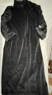 Nordstrom Lingerie Preta Housecoat Roupão com Zíper 3/4 Zíper M/L Veludo Bolsos Médios - Imagem 1 de 4