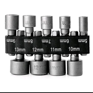 9pc 5mm -13mm Hex Socket Sleeve Nozzles Nut Driver Screwdriver Set - Picture 1 of 4