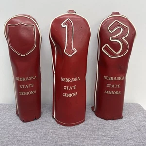 3er Set Vintage Nebraska State Senioren rot Golfschläger Abdeckungen - Bild 1 von 19