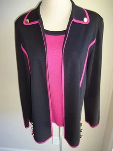 2 Stück Damen Schwarz Rosa Exklusiv Misook Cardigan Pullover Set M L Korea - Bild 1 von 10