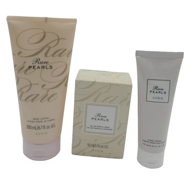 Avon Rare Pearls Eau de Parfum Spray, Body Lotion, & Hand Cream, New, Free Ship - Image 1 of 3