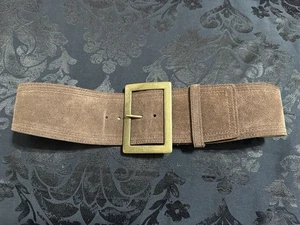 WCM for Neiman Marcus Italian Brown Suade Wide Belt M - Picture 1 of 5