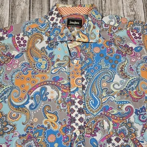 Herren Large Neiman Marcus Kurzarm Hemd mit Knopfleiste Mehrfarbig Paisley - Bild 1 von 6