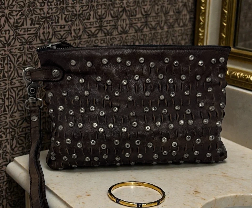 Frye 🤑Кожа с заклепками🖤Браслет Диана коричневый клатч рок панк прихоти мотоциклиста - Изображение 1 из 4