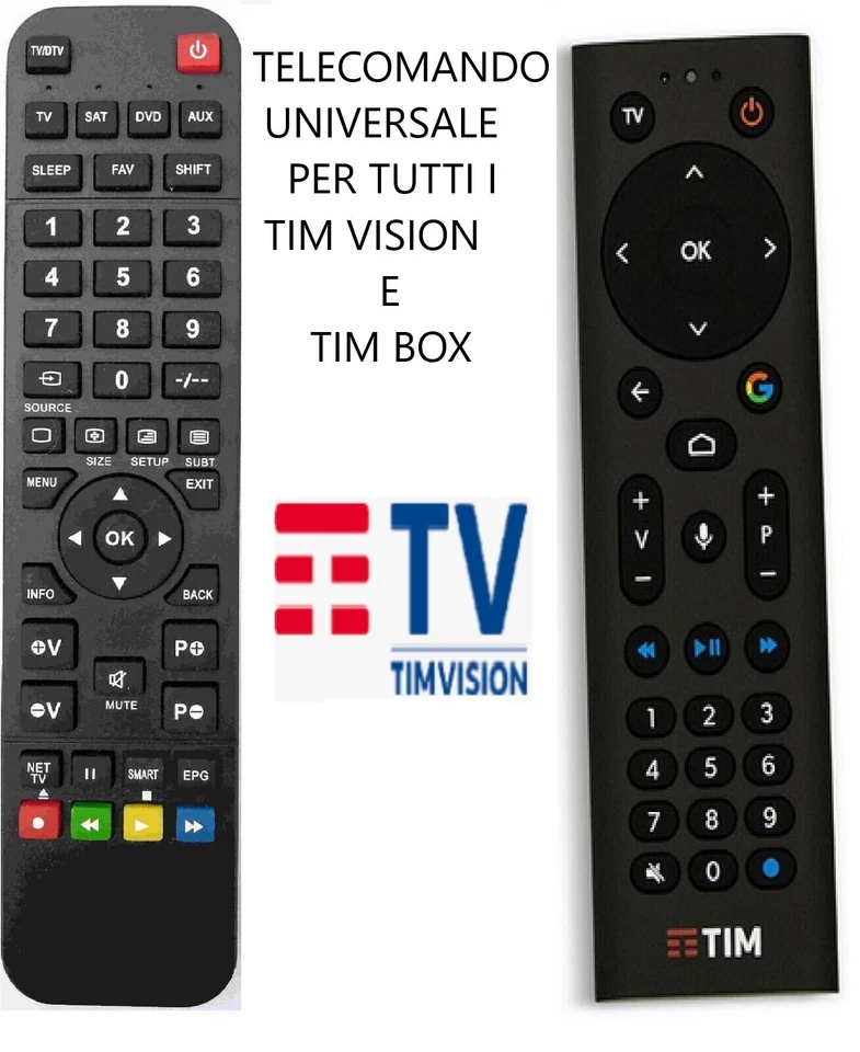 TELECOMANDO PER TIM VISION - TIM BOX - GIA  PROGRAMATTO SUPERIOR - Immagine 1 di 1