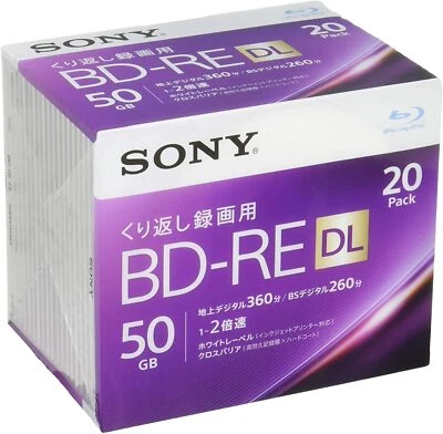 Sony 20 pack BD-RE DL 50GB 2X Blu-ray Disc video blu ray Repacked Japan - Image 1 of 2