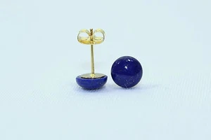 8mm Lapis Tachuelas 8MM Lapislázuli Pendientes Azul Cabujón a Presión - Imagen 1 de 2