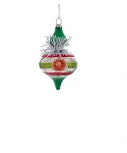 Kurt Adler Weihnachten Weihnachtsschmuck grün Glas Reflektor Retro Endstück - Bild 1 von 1