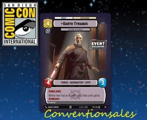 ¡NUEVO! SDCC 2025 STAR WARS EVENTO ILIMITADO EXCLUSIVO DARTH TYRANUS tarjeta promocional - Imagen 1 de 2