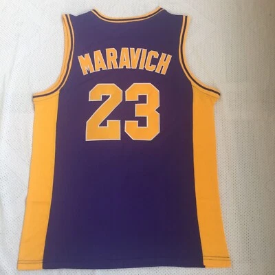 复古复古男式 Pete Maravich LSU #23 球衣缝制紫色 — 第 1/4 张图片