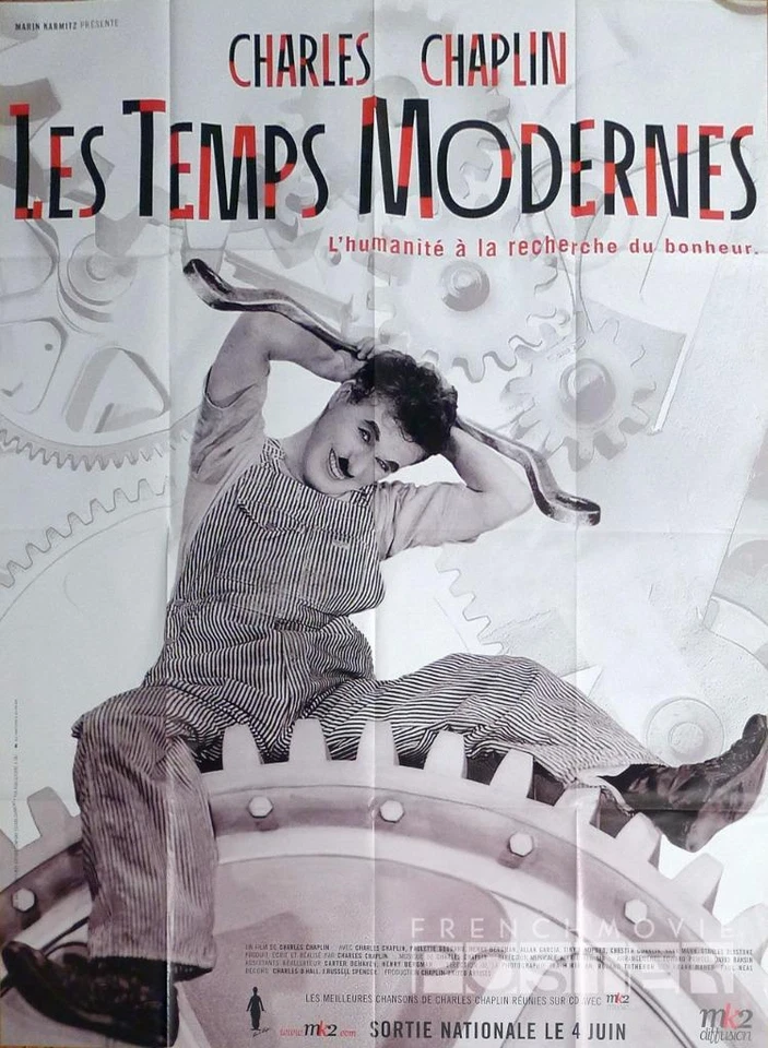 MODERN TIMES - CHARLIE CHAPLIN - GROSSES FRANZÖSISCHES FILMPLAKAT NEUAUFLAGE - Bild 1 von 1