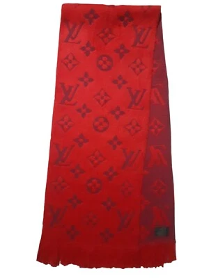 louis vuitton red logomania scarf in Wool - Image 1 of 4