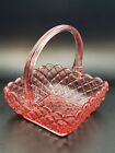 Vintage L. E.  Smith Square Pink Glass Basket Trellis Pattern