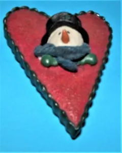 Russ Berrie heart shape snowman magnet #16871 New, 3 in. Winter, Christmas - Picture 1 of 1