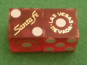 Vintage Santa Fe Casino Las Vegas Nevada Red Craps Dice Miss Matching Numbers - Picture 1 of 1