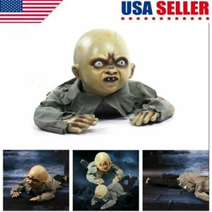 Animated Crawling Baby Zombie Scary Ghost Baby Doll Haunted Halloween Decor USA