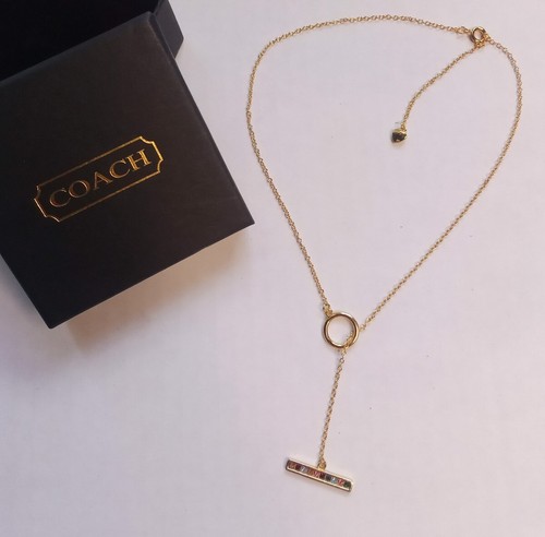 COACH Collana Ciondolo Interruttore A Caduta Barra Orizzontale Arcobaleno Legacy