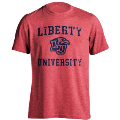 Liberty University Flames Distressed Retro Logo Short Sleeve T-Shirt Tee - Image 1 of 4