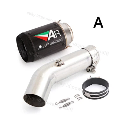For Suzuki GSXR750 GSXR600 2011-2025 Exhaust System Mid Pipe 51mm Carbon Muffler - Image 1 of 4