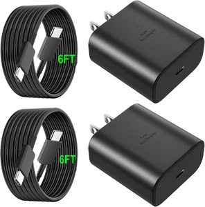 45W USB-C Fast Charger for Samsung S23/S22/Note 20/S21, Tab S8+, 6FT Cable - Picture 1 of 8