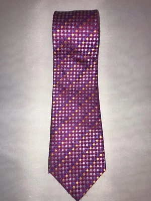 Corbata Bugatchi Uomo Magenta Multicolor Lunares 100% Seda Italiana Clásica Cuello Foto 1 de 4