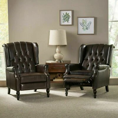 Elizabeth Contemporary Tufted Bonded Leather Recliner (Set of 2) - Image 1 of 4