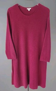 J Jill Wool Blend Sweater Dress Long Tunic 2X Berry Red Long Sleeve Side Slits - Picture 1 of 11