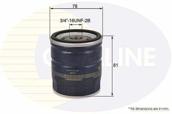 Oil Filter FOR FORD C-MAX 1.8 2.0 07->10 MPV Petrol DM2 122 125 145 Comline - Image 1 of 1