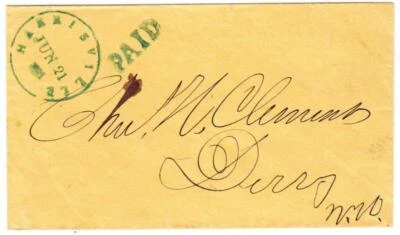 STAMPLESS-GREEN-HARRISVILLE(Cheshire County)NEW HAMPSHIRE-JUN/21(1854)-TO - Image 1 of 2