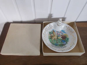 Assiette bouillie bébé Limoges FRANCE girafe et le printemps bouchon boite - Picture 1 of 6