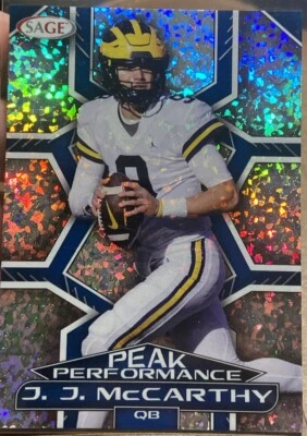 2024 SAGE FOOTBALL CARD PEAK PERFORMANCE J.J. MCCARTHY GLITTER   PK-JJM - Image 1 of 3