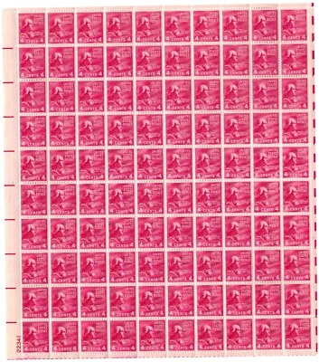 Scott #808 James Madison Presidential Series Sheet of 100 Stamps MNH P#22341 LL - Image 1 of 2
