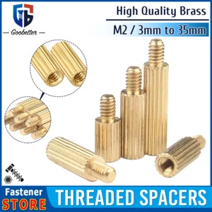 M2 Male Female Brass Standoff Spacer Round Knurling PCB Board Threaded Spacers - Bild 1 von 45