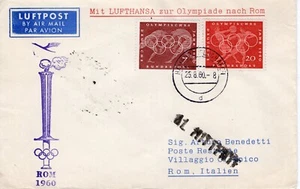 LUFTHANSA OLYMPIC FLIGHT FROM GERMANY  1960 FDC6453 - Picture 1 of 2