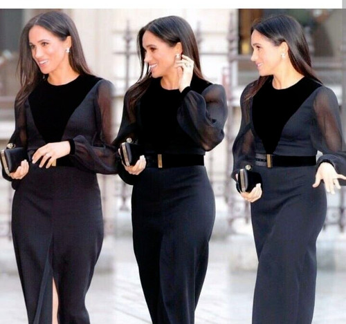 Abito nero a maniche trasparenti Givenchy taglia 38 regno Unito 10 Aso Royal