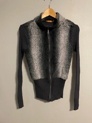 Suéter Belldini vintage para mujer mediano polar estrás cremallera Cyber Goth Rave Y2K Foto 1 de 4