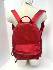 Tory Burch TILDA Red Nylon Pack Zippered Bag Backpack Logo