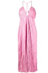 ALC Angelina rosa Satin Plissee plissiert Tauchausschnitt Maxikleid Gr. 12 neu mit Etikett 750 $ - Bild 1 von 10