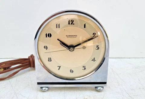 1930s Hammond GRENADIER Art Deco Chrome SYNCHRONOUS Electric Clock w Alarm Cover