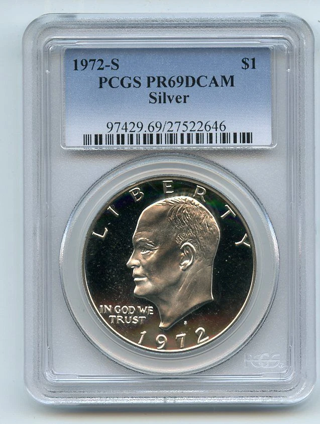 1972 S $1 Silver Ike Eisenhower Dollar Proof PCGS PR69DCAM - Image 1 of 1