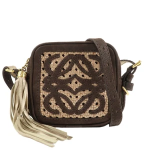 Auth LOEWE Anagram Mini Shoulder Bag Crossbody Bag Brown Leather Used - Picture 1 of 24