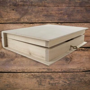 Lockable Wooden Decorative Bookcase Box Accessories Holder Cover 21x17x4.5 cm - Picture 1 of 10