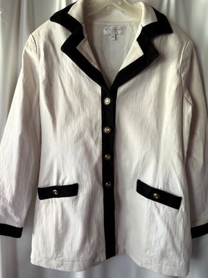 Blazer St. John Sport by Marie gris para mujer S blanco con ribete negro Foto 1 de 4