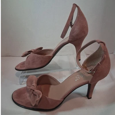Zapatos para mujer Franco Sarto talla 9 rosa gamuza lazo correa al tobillo tacones Foto 1 de 4