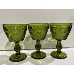Vintage St. Genevieve grünes Weinglas Bartlett Collins. Ca. 4 3/4" hoch SET 3 - Bild 1 von 3